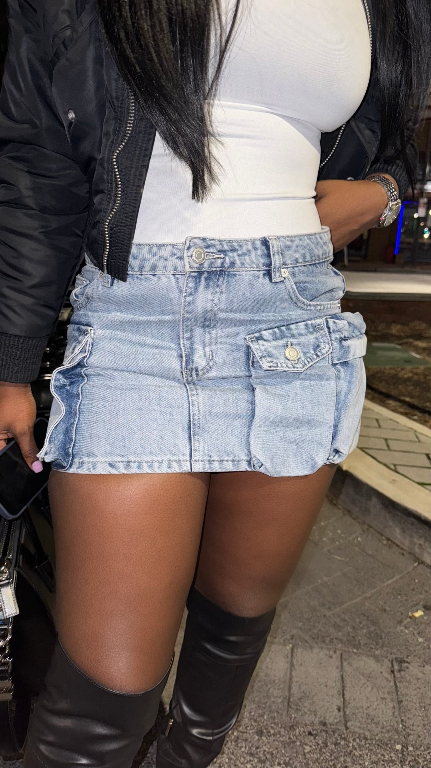 Cargo Denim Skirt